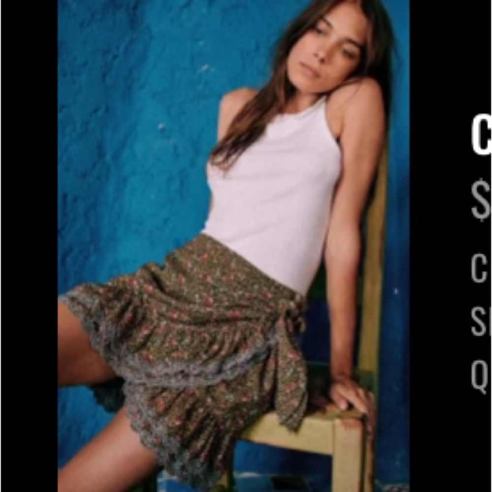 Sezane Come skirt in Khaki mini flowers